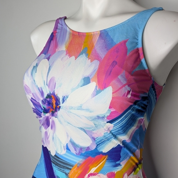 Gottex Blue Pink Colorful Floral Full Coverage One Piece Swimsuit 8 - Picture 2 of 12